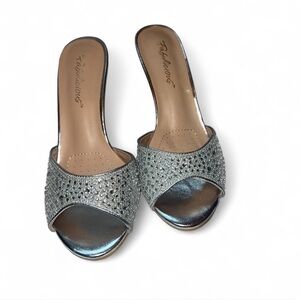 Sparkling Silver Mules